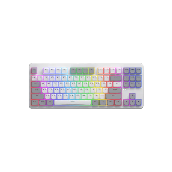 Wireless Gaming Keyboard HATOR Rockfall 3 Mecha TKL, RGB, 2.4GHz, BT5.3, USB/Type-C, EN/UA, 1.8m, 4000 мАh, White