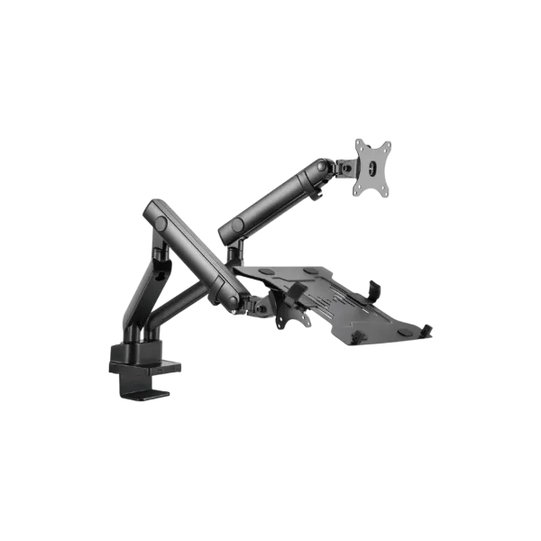 Регулируемый кронштейн для монитора, устанавливаемый на стол/рабочий стол, с подставкой для ноутбука (полностью подвижный), 17–32 дюйма, до 9 кг, VESA: 75 x 75, 100 x 100