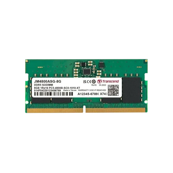 Оперативная память SODIMM DDR5 8GB Transcend JetRam, 4800 MHz, PC5-38400U, 1Rx16, CL40, 1.1V