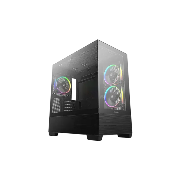 Case mATX Deepcool CG380, w/o PSU, 3x120mm, Front&Side TG, 2xUSB3.0, 1xUSB-C, 3x2.5", 2x3.5", Black