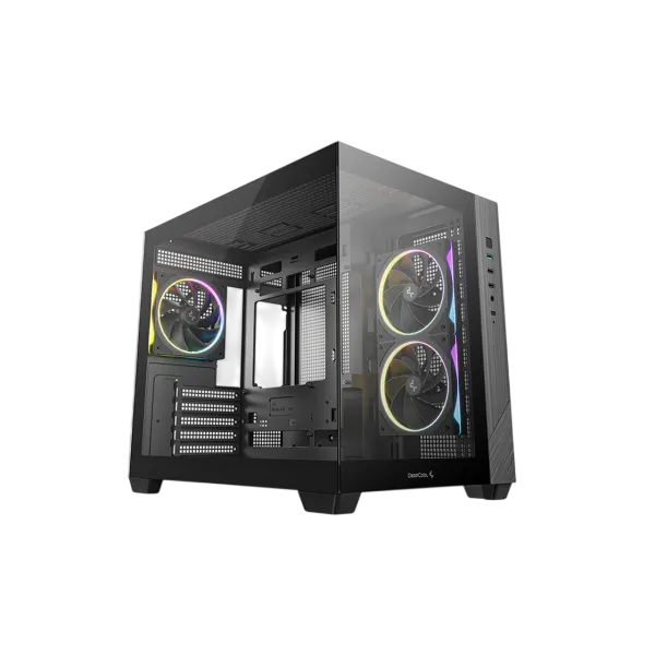Case mATX Deepcool CG330 3F, w/o PSU, 3x120mm, Front&Side TG, 2xUSB2.0, 1xUSB-C, 1xUSB2.0, 4x2.5", Black