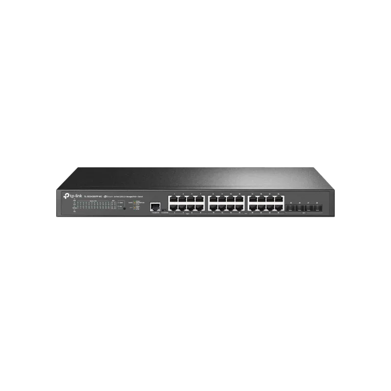 24-портовый управляемый коммутатор PoE++ 2.5G, TP-LINK "SG3428XPP-M2", 8x2.5G PoE++, 16x2.5G PoE+, 4x10G SFP+, сталь
