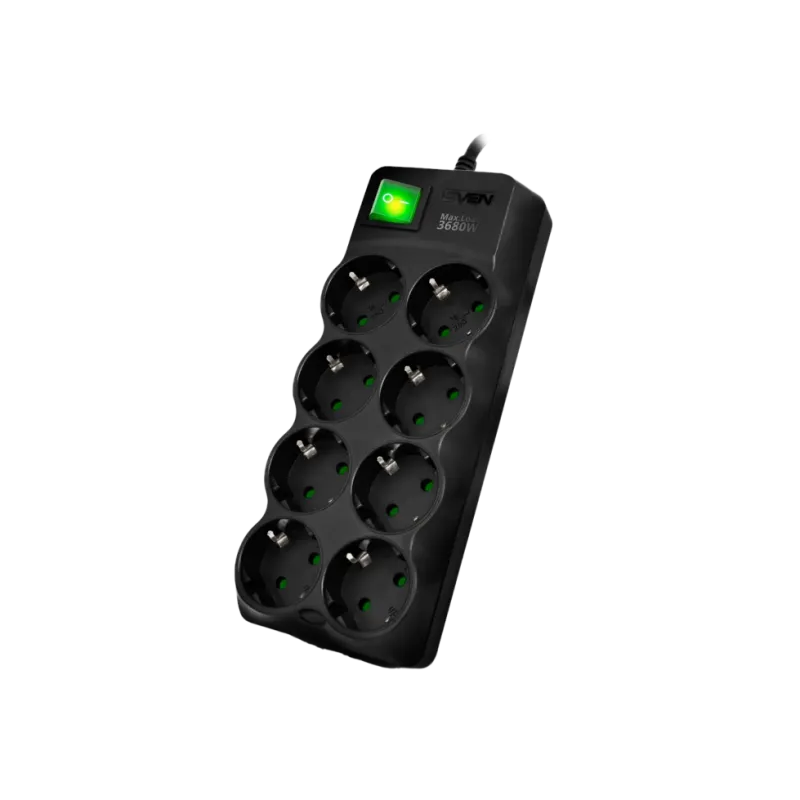 Сетевой фильтр Sven SF-08E-16, Black, 3.0m