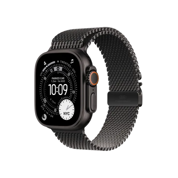 Smartwatch Apple Watch Ultra 3 GPS + Cellular, 49mm Black Titanium Case with Black Titanium Milanese Loop - Medium, MF1Q4