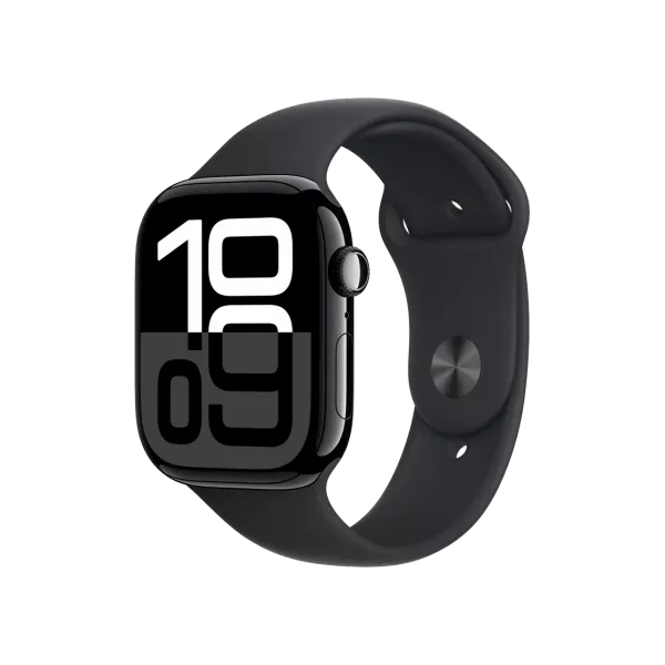 Smartwatch Apple Watch Series 10 GPS, 42mm Jet Black Aluminium Case with Black Sport Band - M/L, MWWF3
