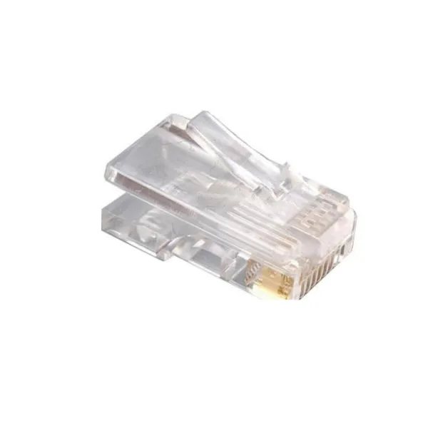RJ45 Modular Plug LC-8P8C-001/100 for solid LAN cable, 30u" gold plated, 100 pcs/bag