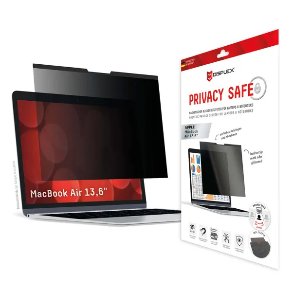 Privacy Safe MacBook Air 13,6", Privacy-Filter, Filz-Sleeve (pelicula de protectie)