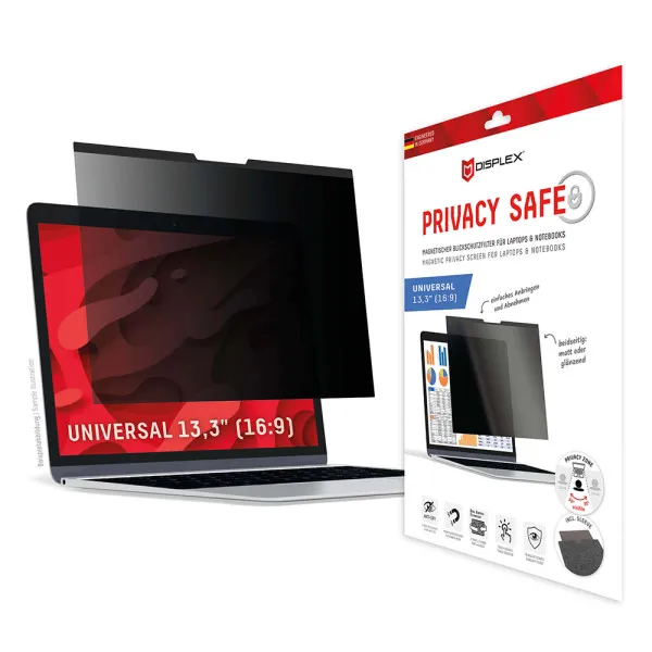 Privacy Safe Universal 13,3" 16:9, Privacy-Filter, Filz-Sleeve