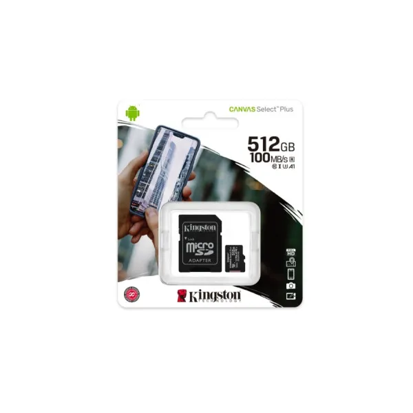 Карта памяти MicroSD 512GB Kingston Canvas Select+ SDCS2/512GB+SD adapter