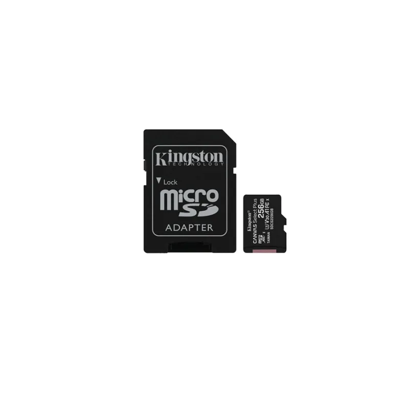 Карта памяти MicroSD 256 GB Kingston Canvas Select Plus, Class 10 UHS-I (U3), SD Adapter (SDCS2/256GB)