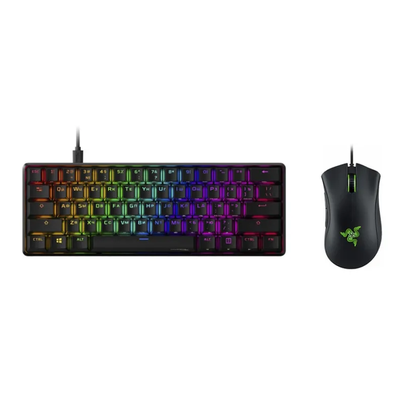 Комплект Gaming 8, клавиатура HyperX Alloy Origins 60, черная + мышь Razer DeathAdder Essential, черная