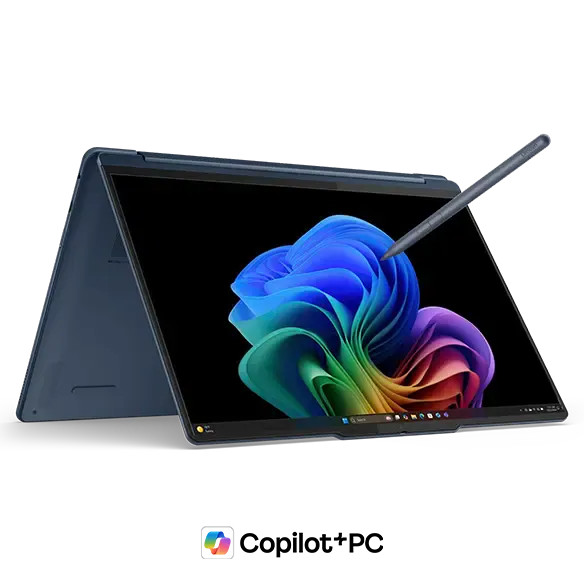 Laptop 2‑în‑1 Lenovo Yoga 9i Gen 10 Aura Edition 14, vedere tent mode